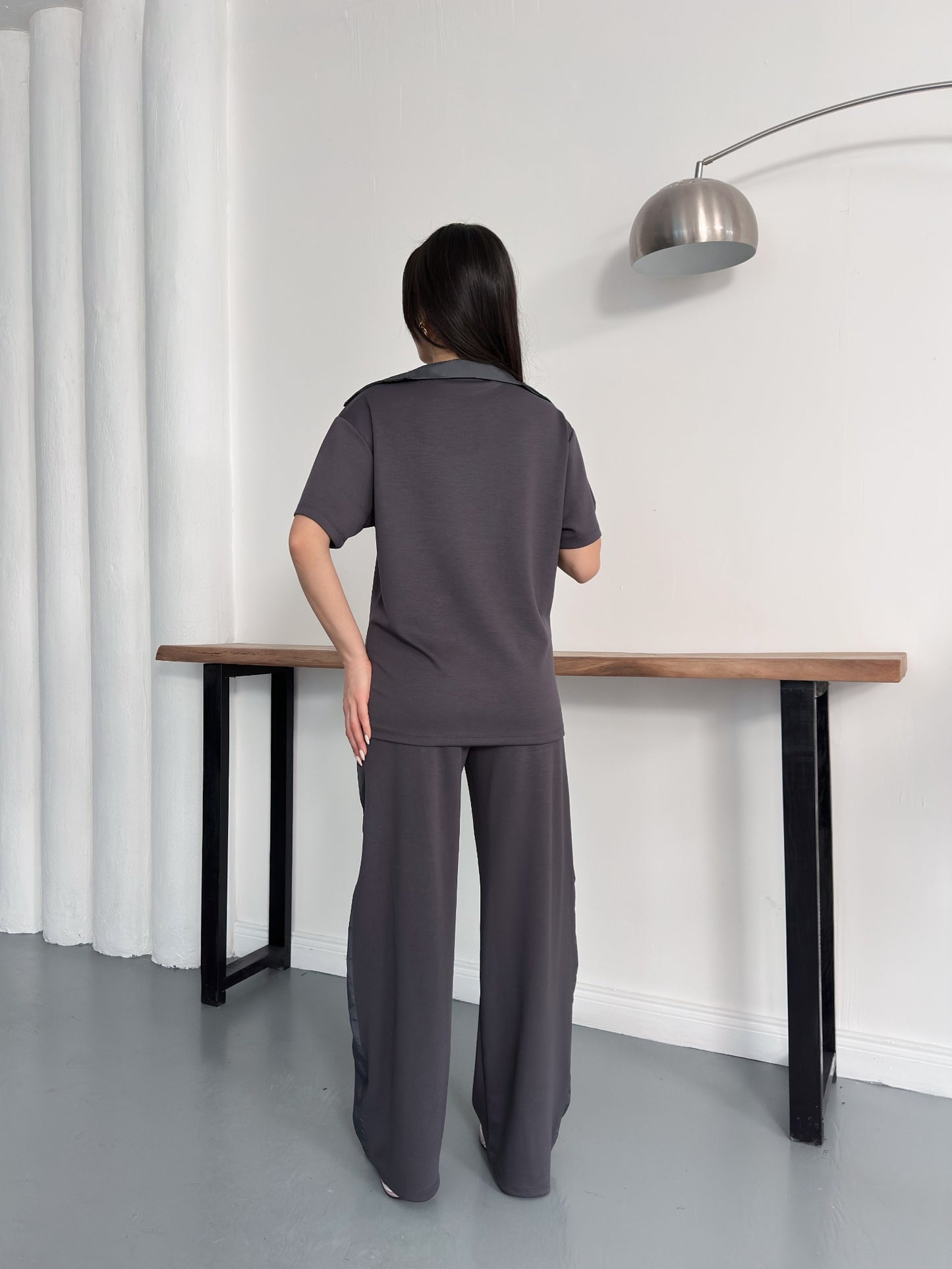 Oversize Spor Şık İkili Takım – V Yaka Geniş Paça