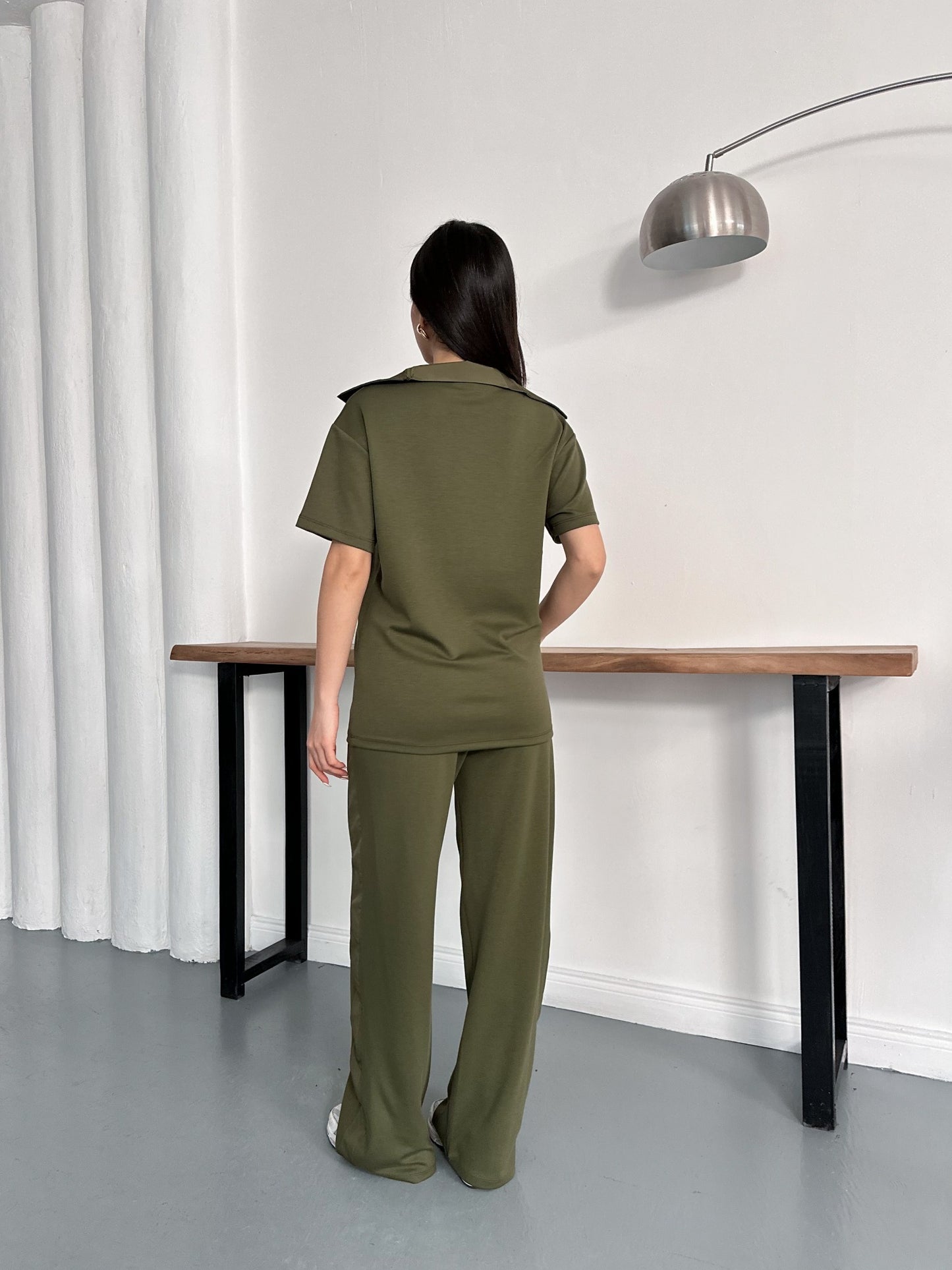 Oversize Spor Şık İkili Takım – V Yaka Geniş Paça