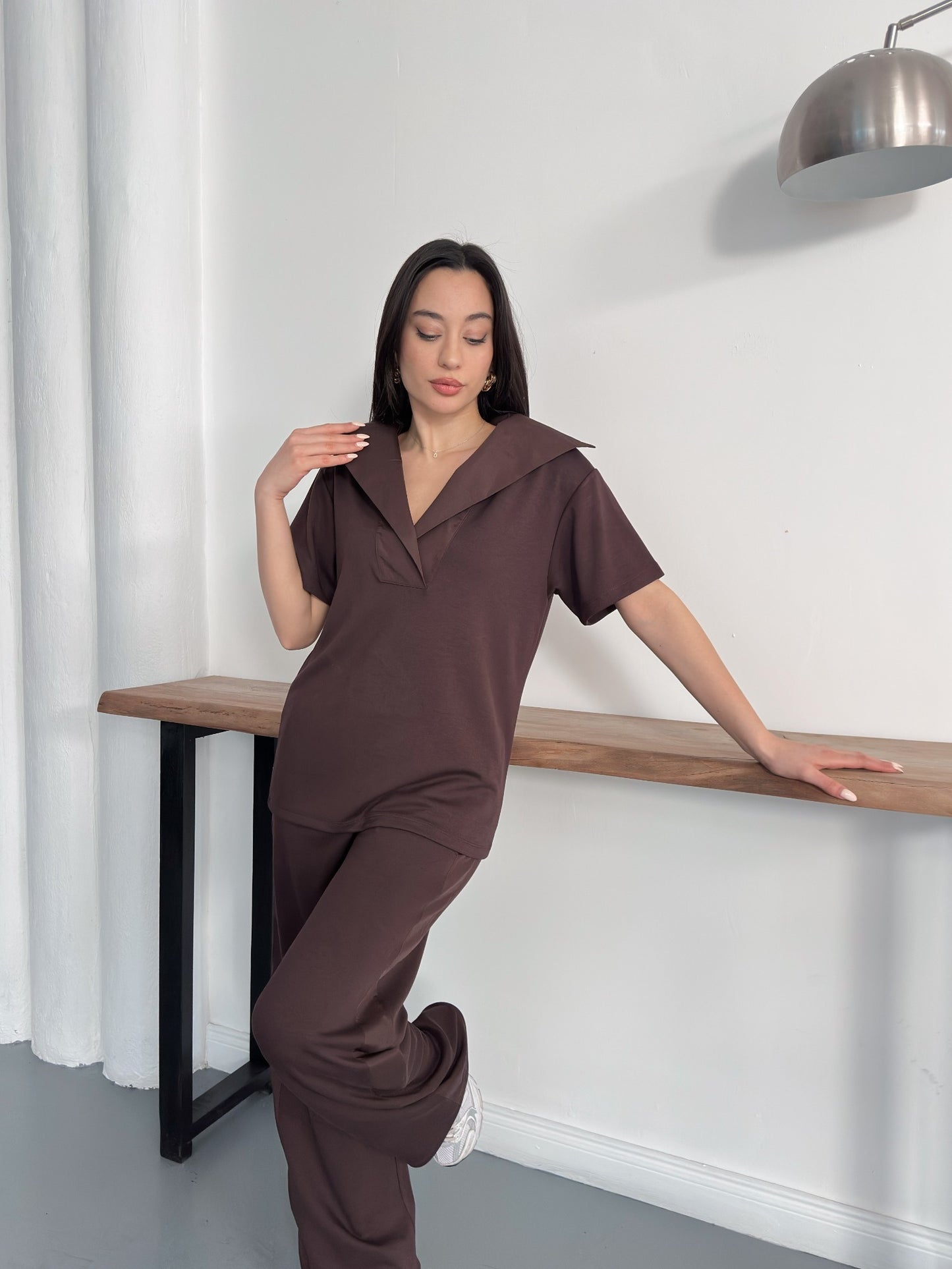 Oversize Spor Şık İkili Takım – V Yaka Geniş Paça