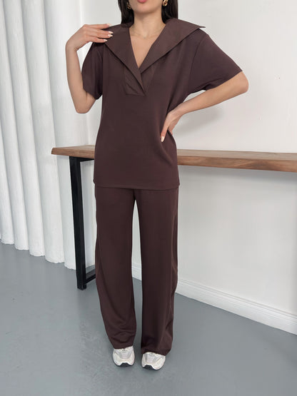 Oversize Spor Şık İkili Takım – V Yaka Geniş Paça