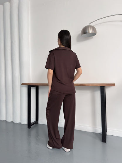 Oversize Spor Şık İkili Takım – V Yaka Geniş Paça