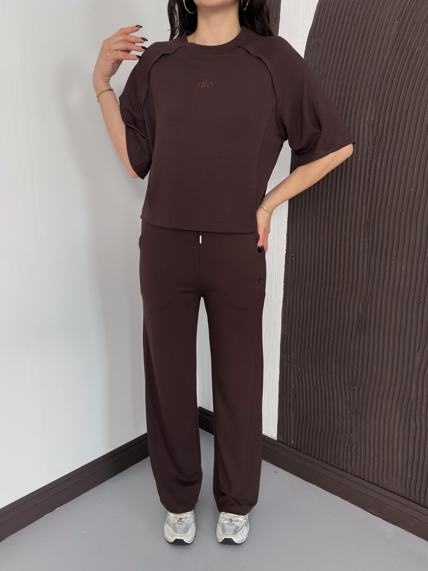 Oversize Bisiklet Yaka İkili Takım