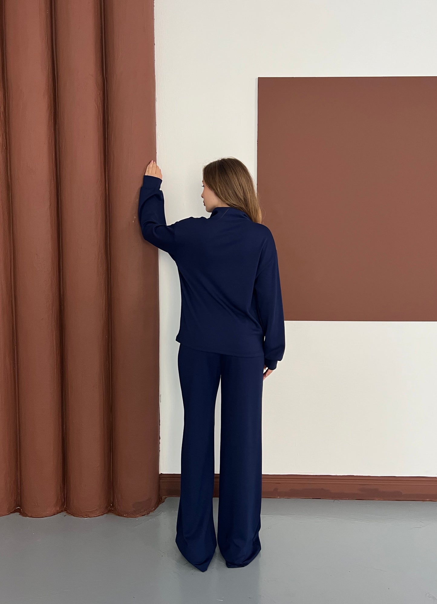 Nakışlı Yarım Fermuarlı Oversize Eşofman Takımı