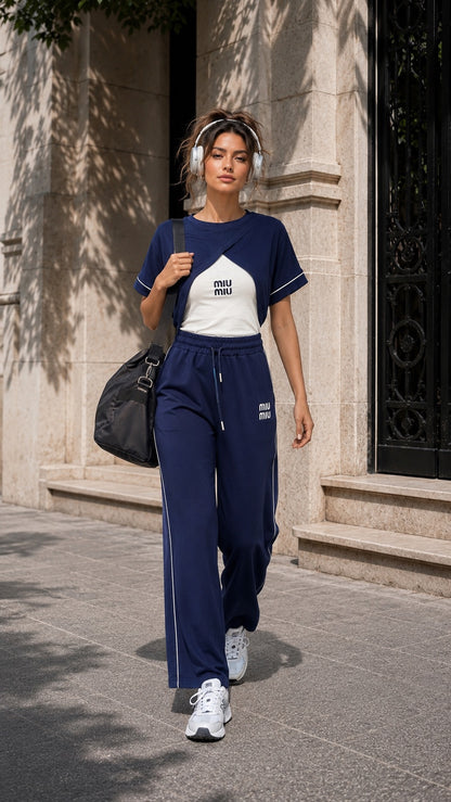 3 Parçalı Çapraz Kesim Crop Üst - Atlet - Pantolon Spor Şık Takım