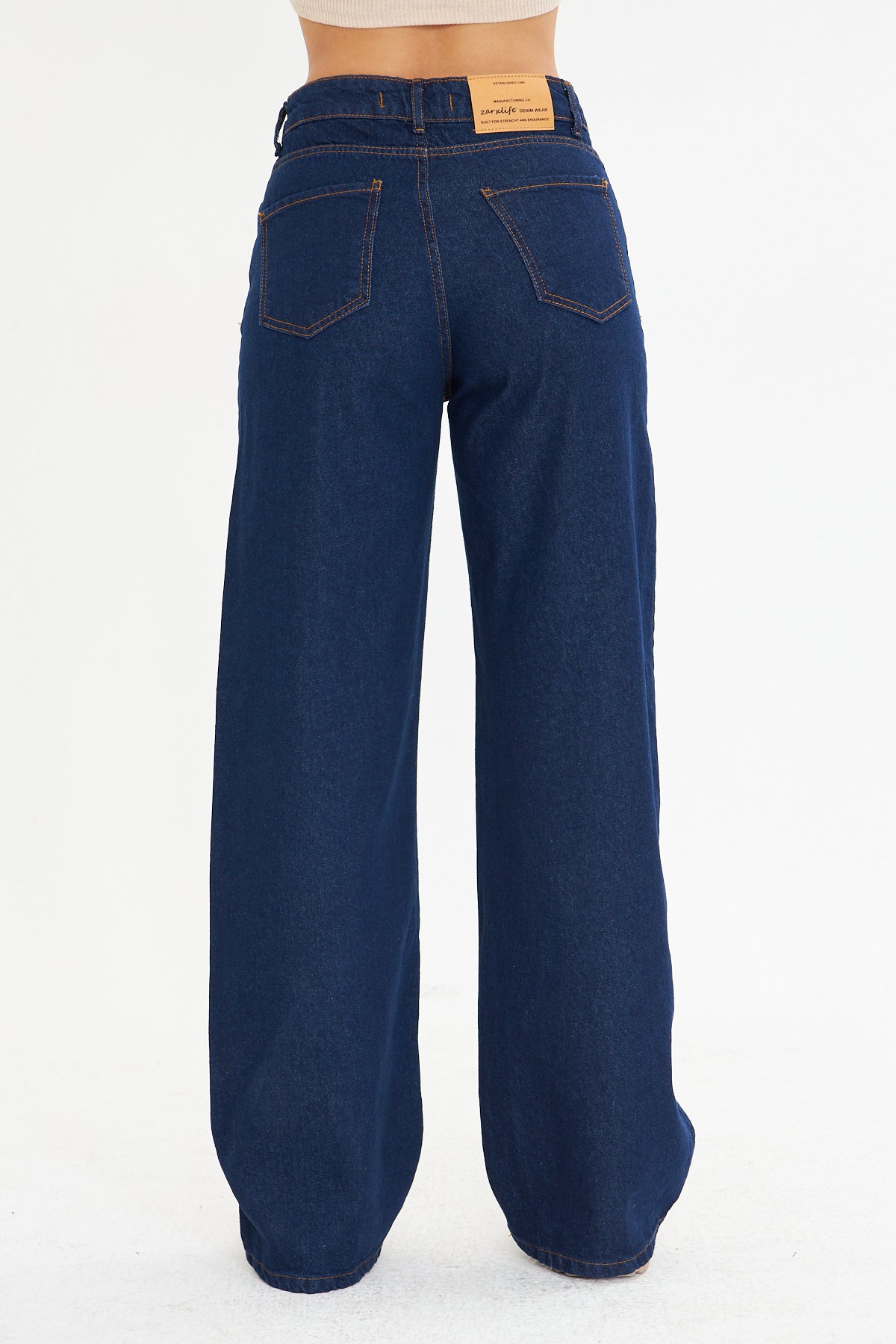 Lacivert Wide Leg Jean Pantolon
