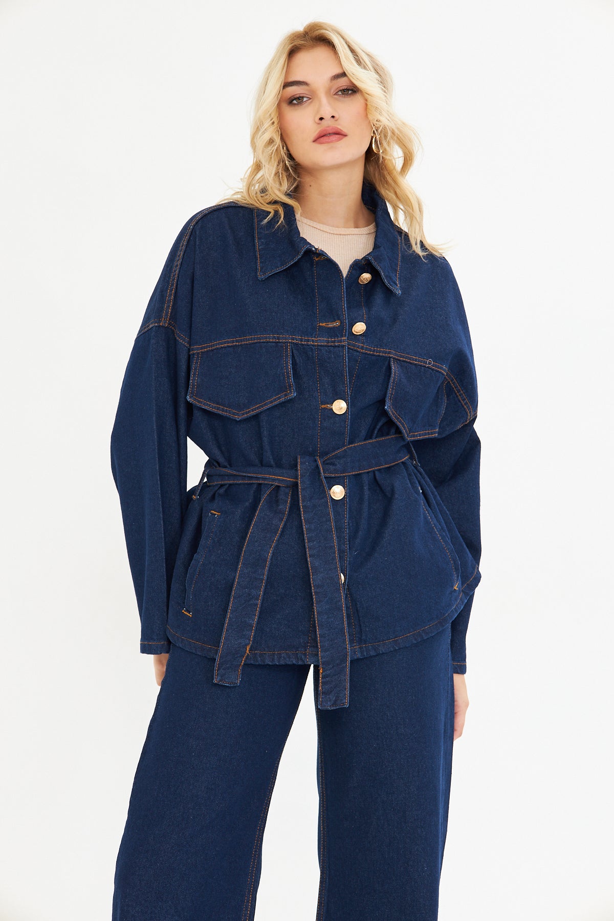 Lacivert Kot Ceket Pantolon Denim Takım