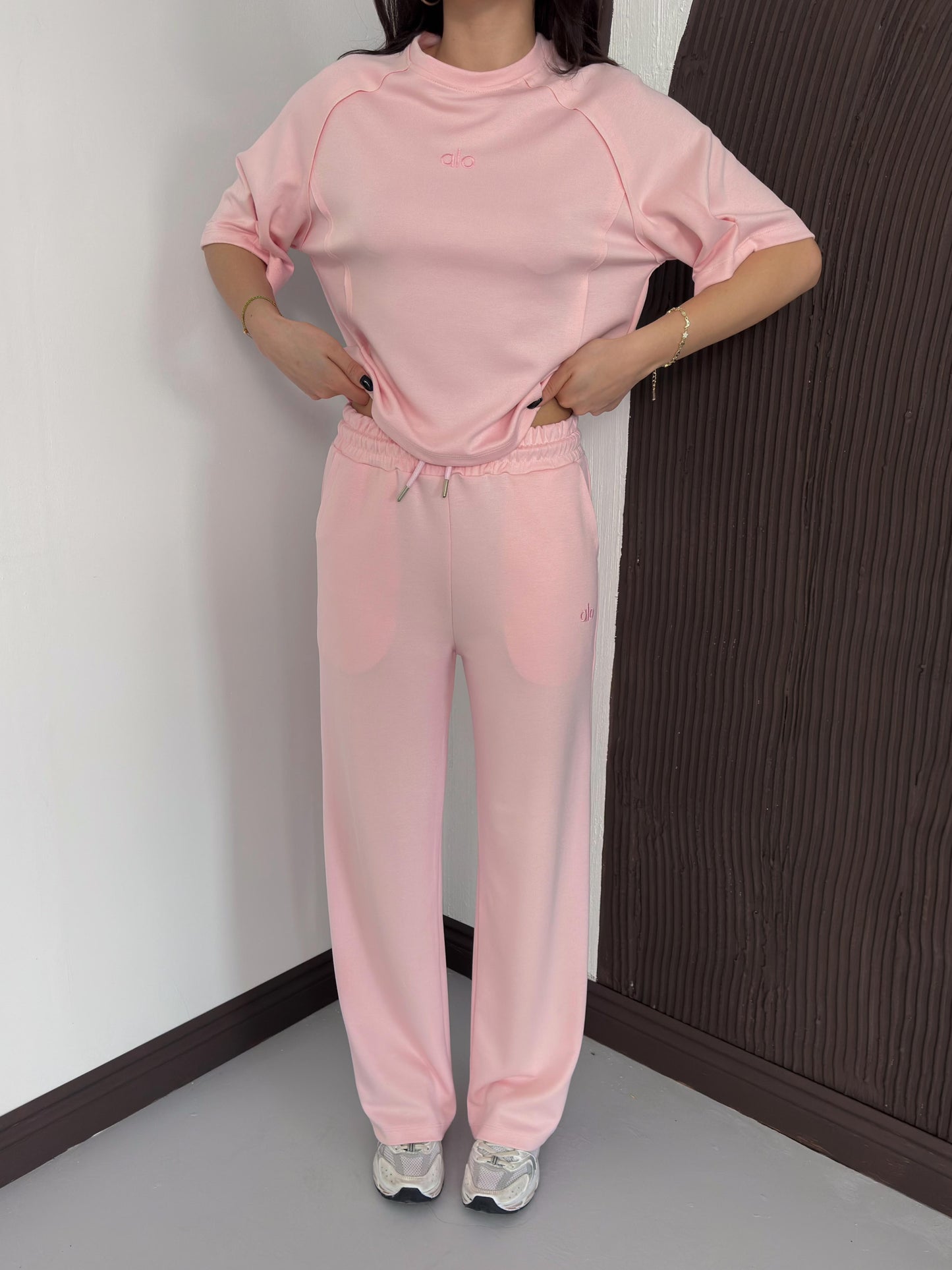 Oversize Bisiklet Yaka İkili Takım