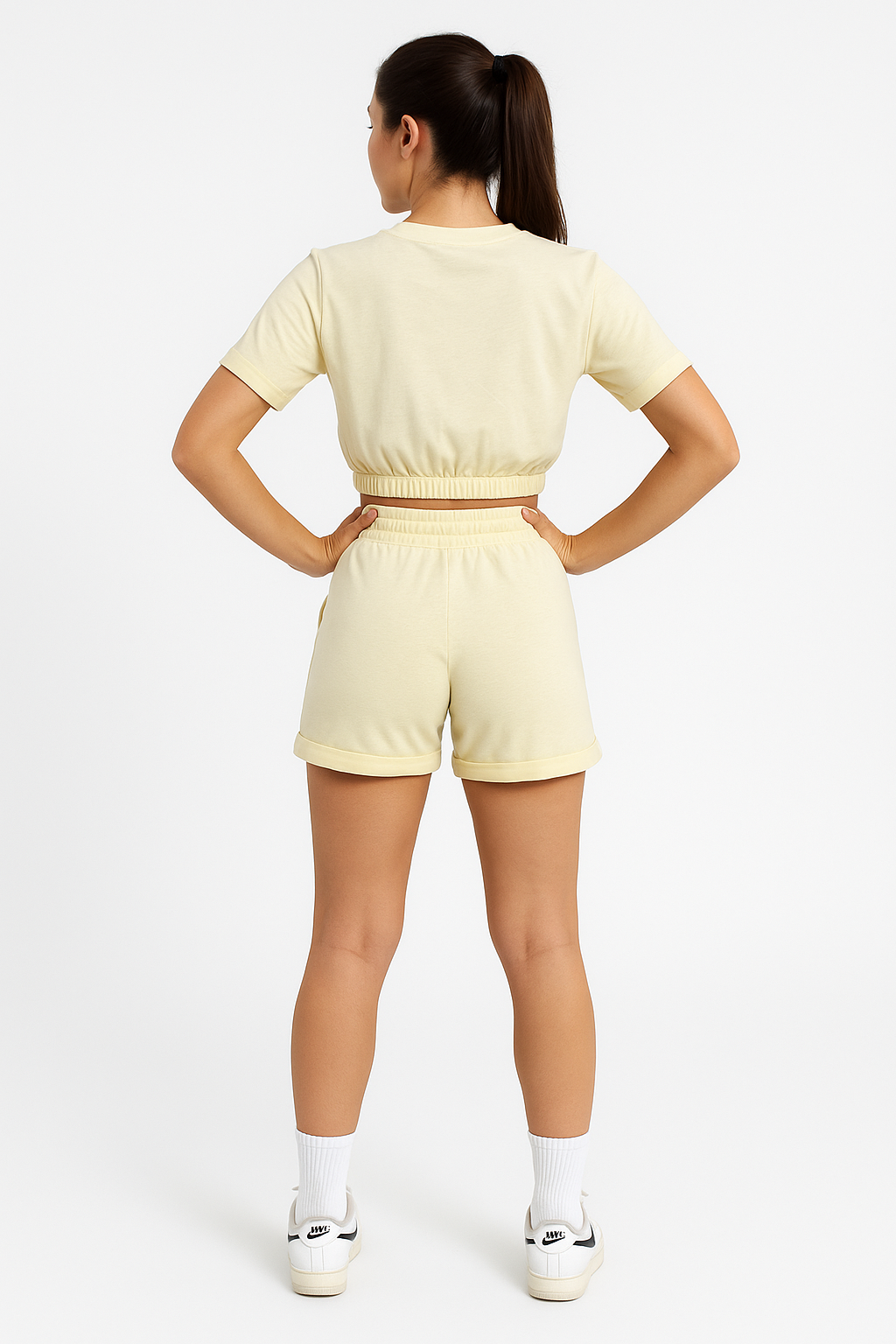 Spor Crop Tişört Şort Takım