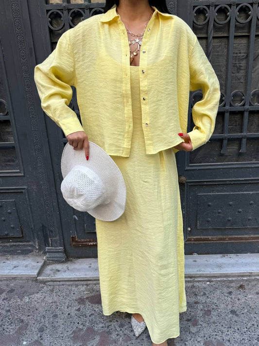 İp Askılı Elbise Gömlek Takım