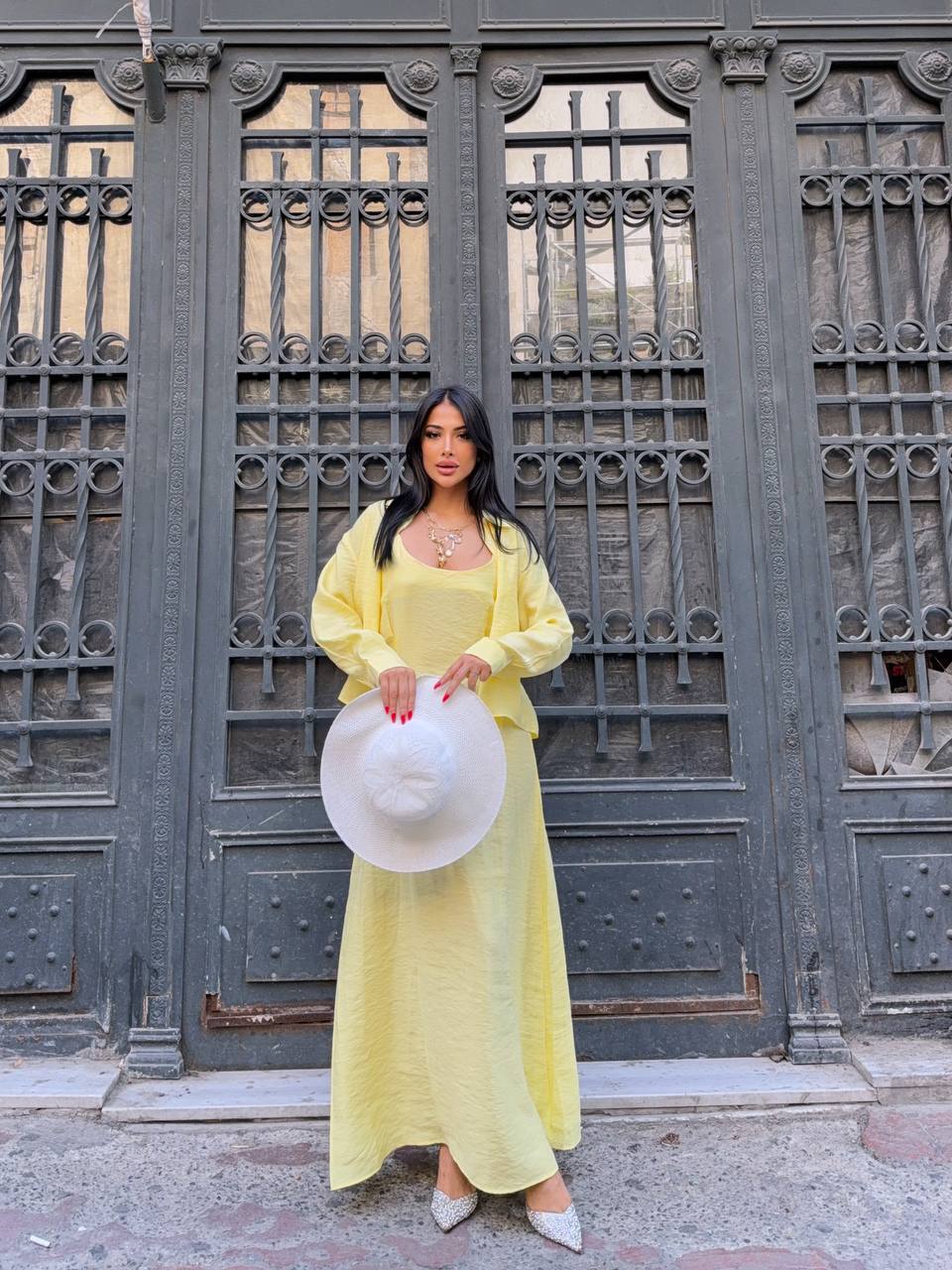 İp Askılı Elbise Gömlek Takım