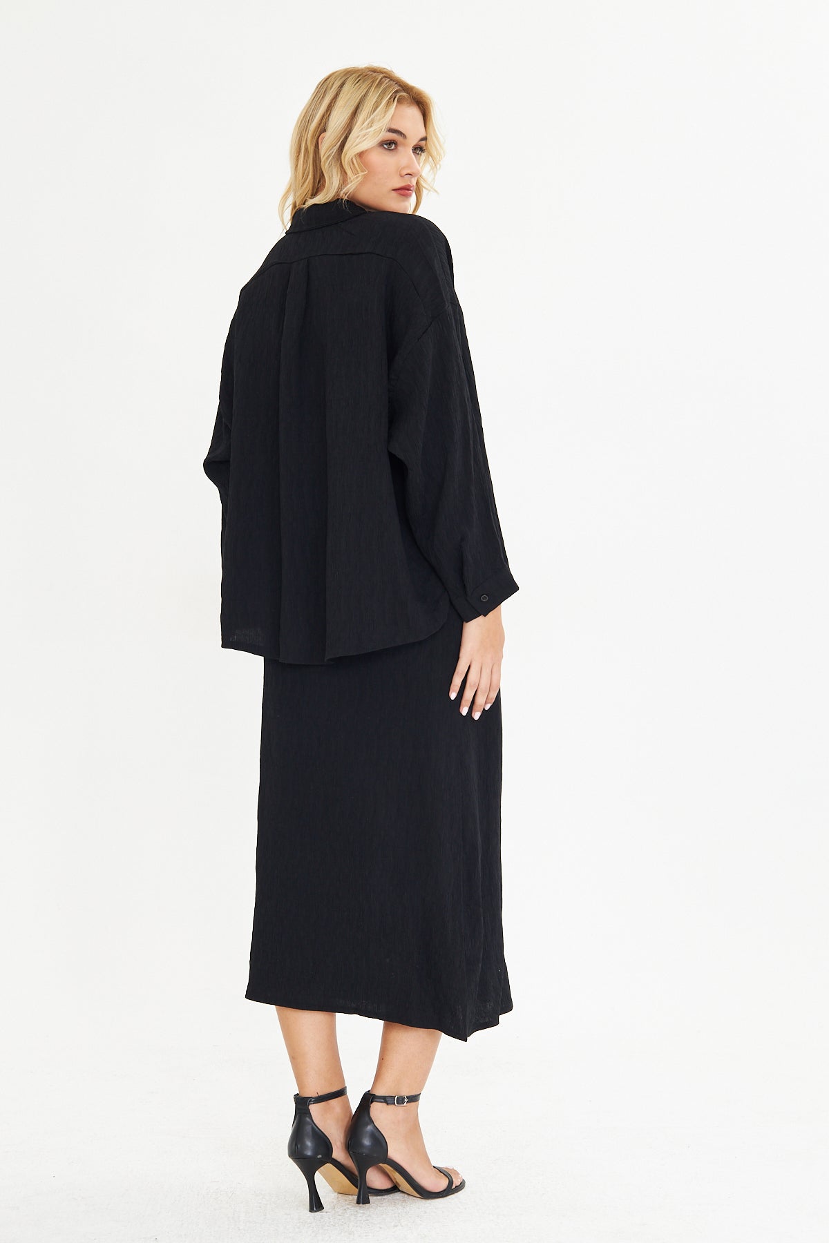 Piliseli Gömlek İnce Askılı Elbise Takımı