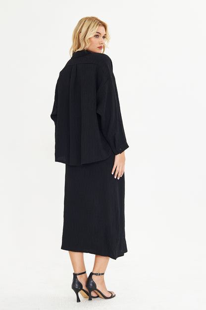 Piliseli Gömlek İnce Askılı Elbise Takımı