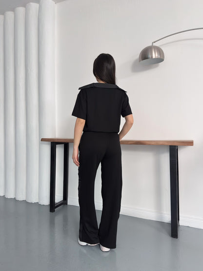 Oversize Spor Şık İkili Takım – V Yaka Geniş Paça