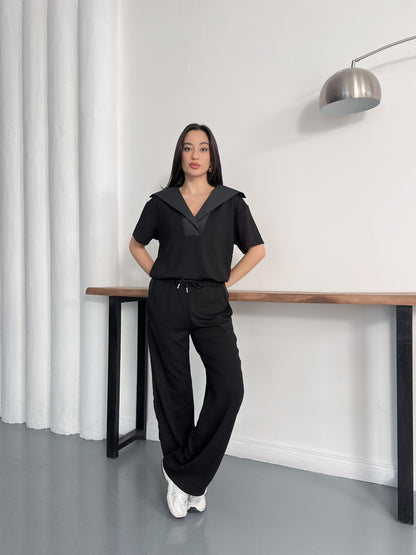 Oversize Spor Şık İkili Takım – V Yaka Geniş Paça