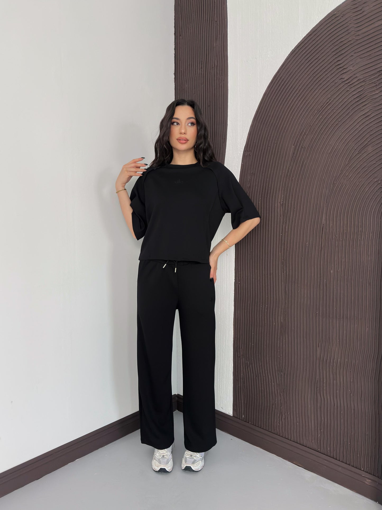 Oversize Bisiklet Yaka İkili Takım