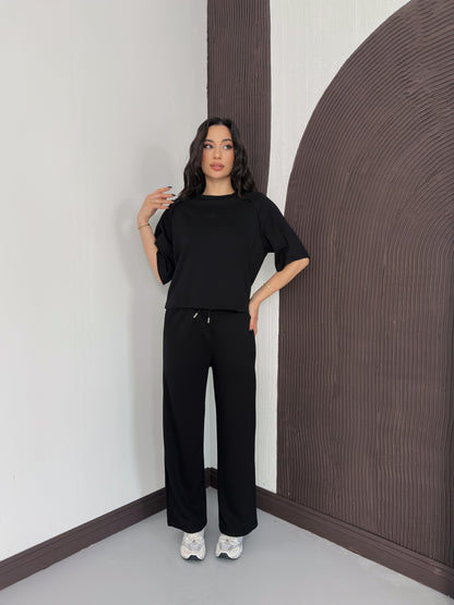 Oversize Bisiklet Yaka İkili Takım