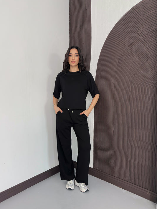 Oversize Bisiklet Yaka İkili Takım