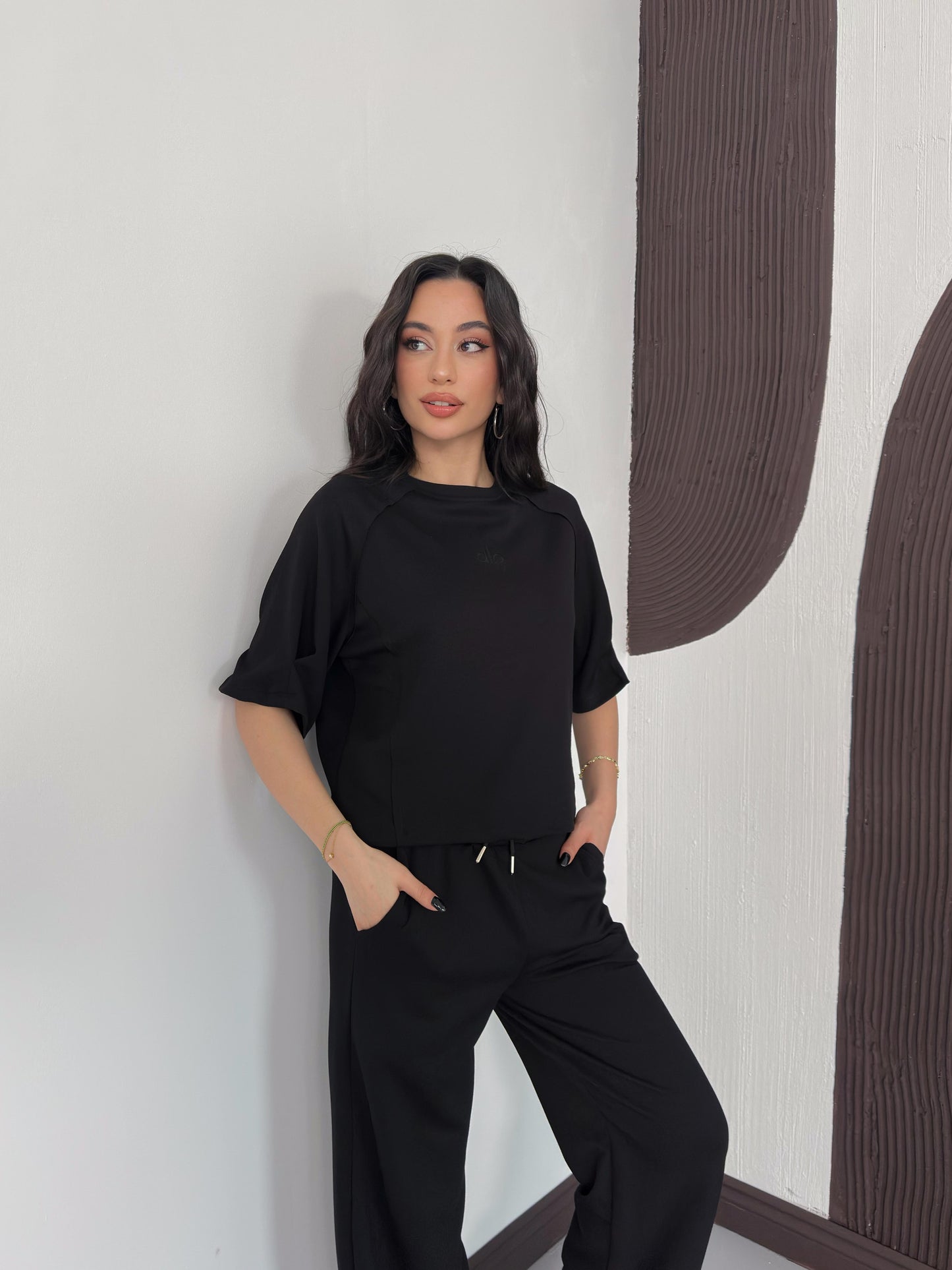 Oversize Bisiklet Yaka İkili Takım