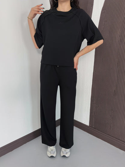 Oversize Bisiklet Yaka İkili Takım