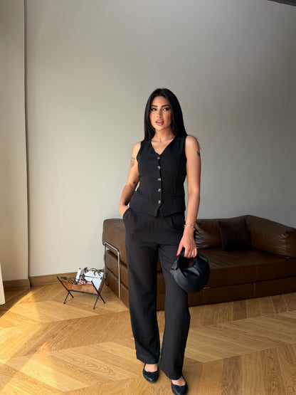 Yazlık Yelekli Palazzo Pantolon Şık Takım