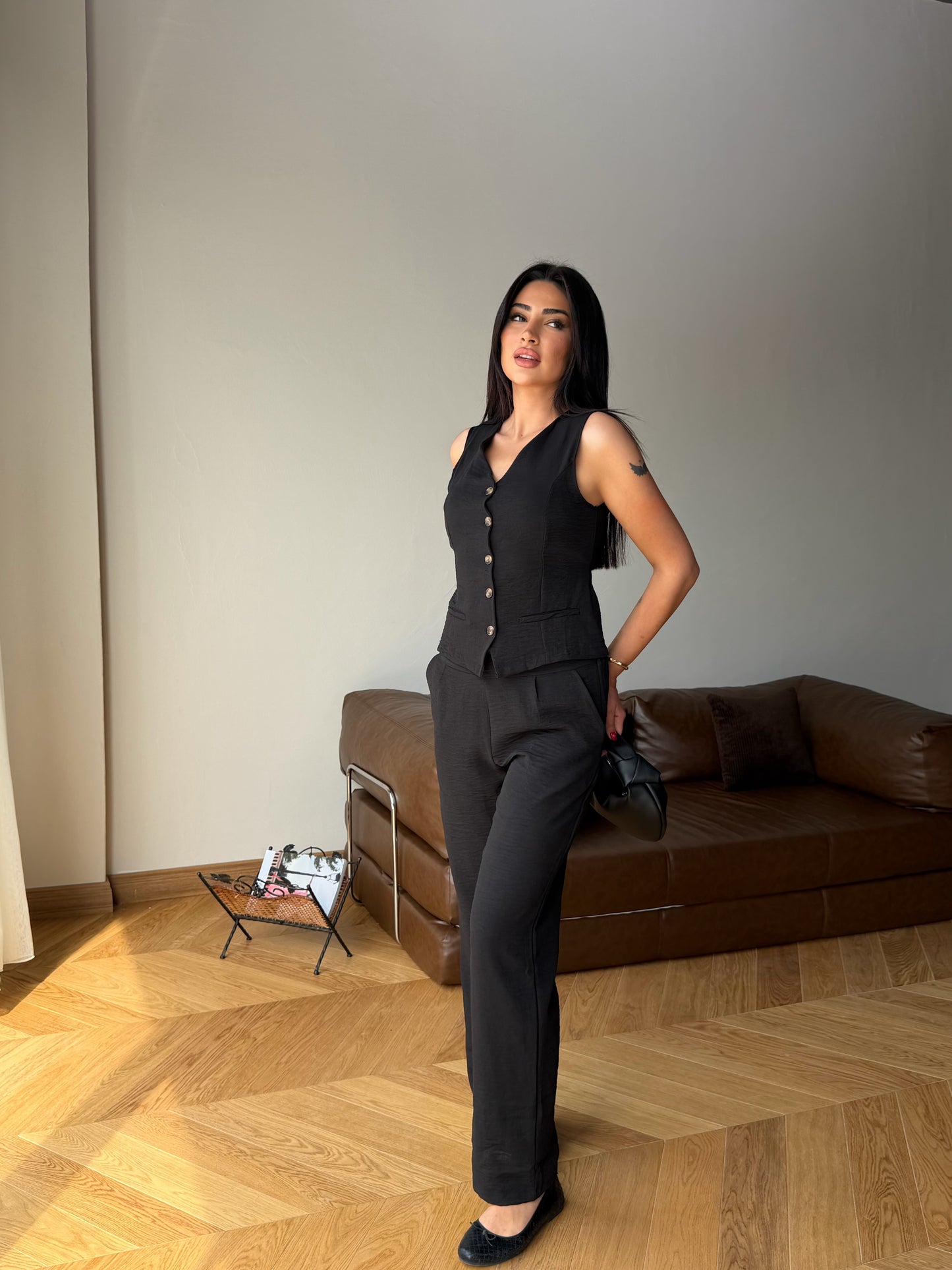 Yazlık Yelekli Palazzo Pantolon Şık Takım