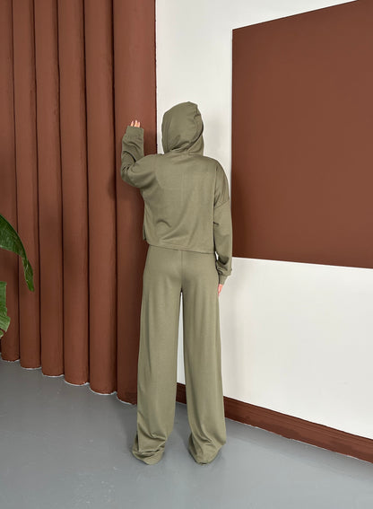 Şerit Detaylı Kapüşonlu Oversize Eşofman Takımı