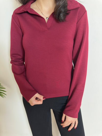 Uzun Kollu Polo Yaka Modal Bluz