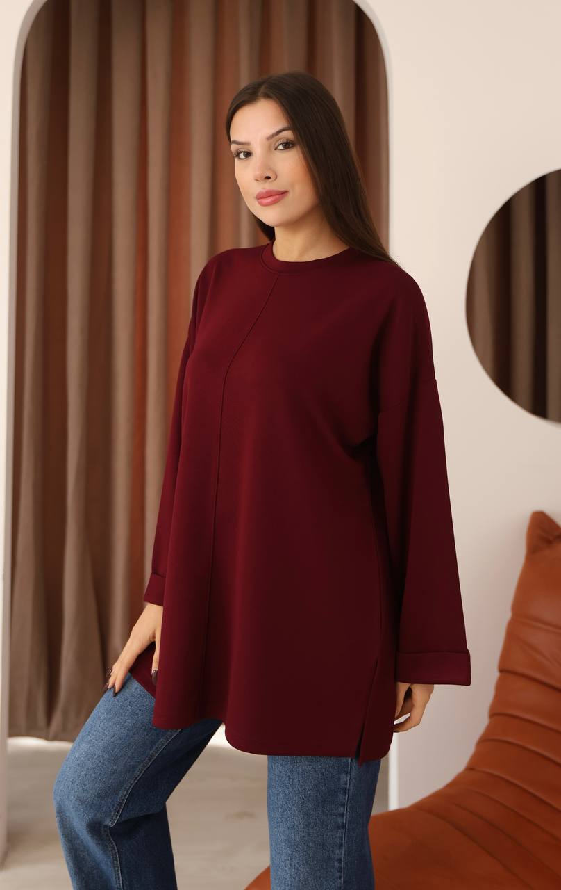 Kuşak Detaylı Dökümlü Modal Basic Tunik