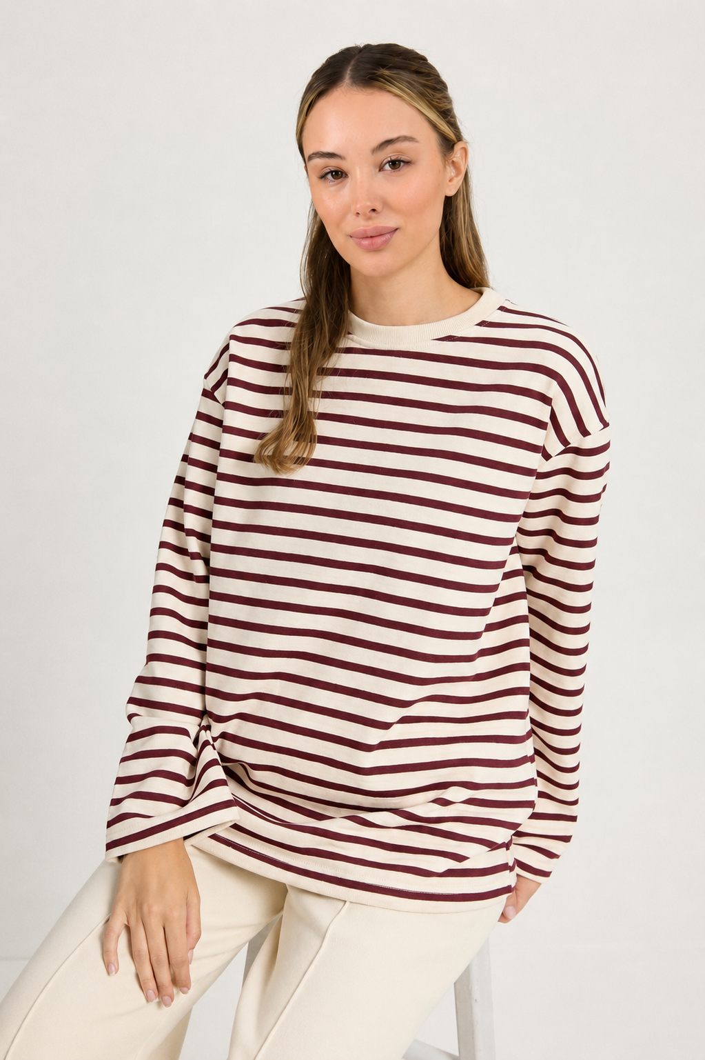 Çizgili Basic Sweatshirt
