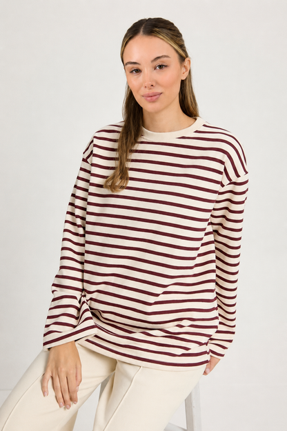 Çizgili Basic Sweatshirt