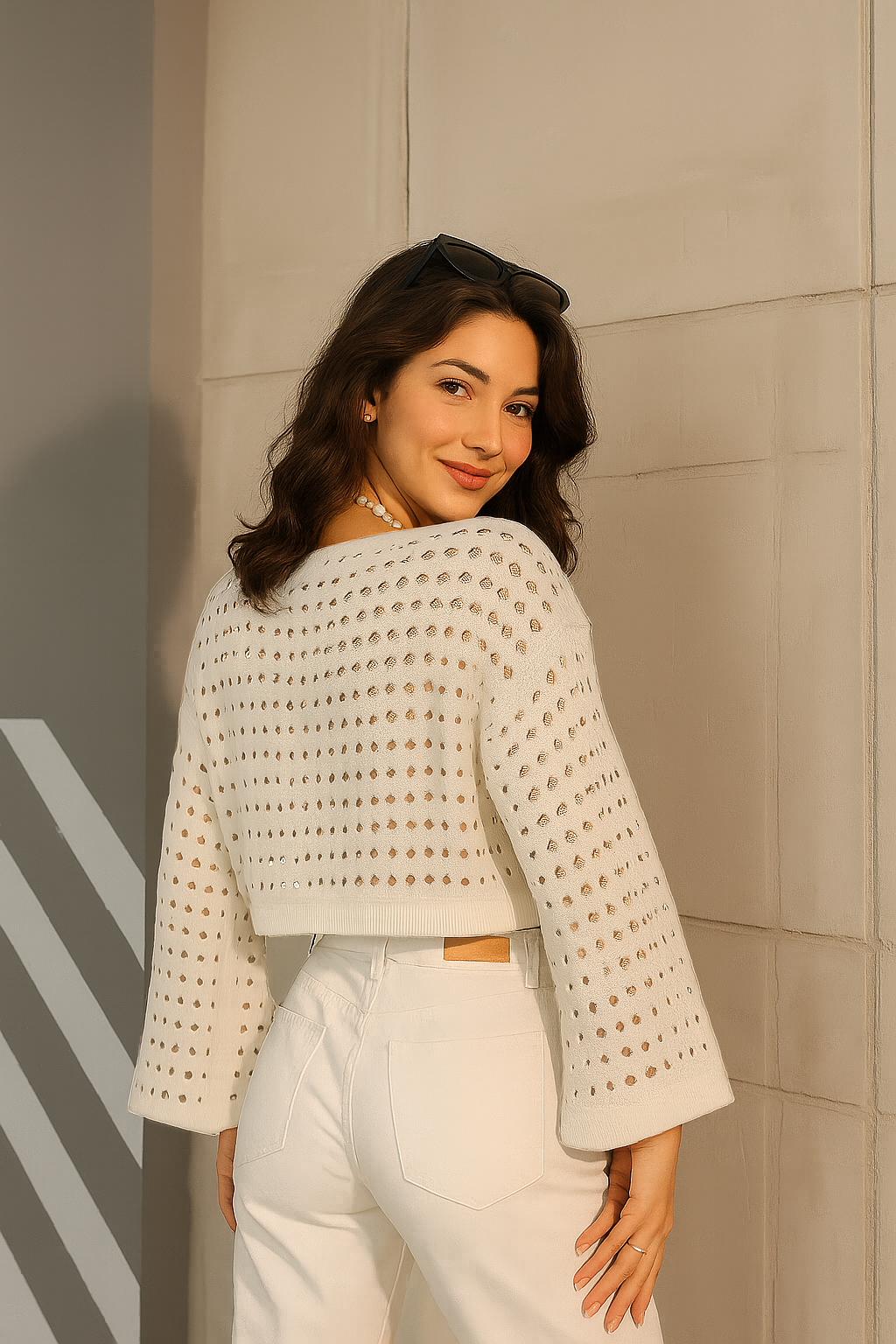 Mevsimlik Ajurlu Crop Bluz