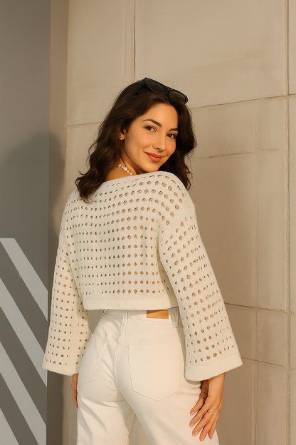 Mevsimlik Ajurlu Crop Bluz