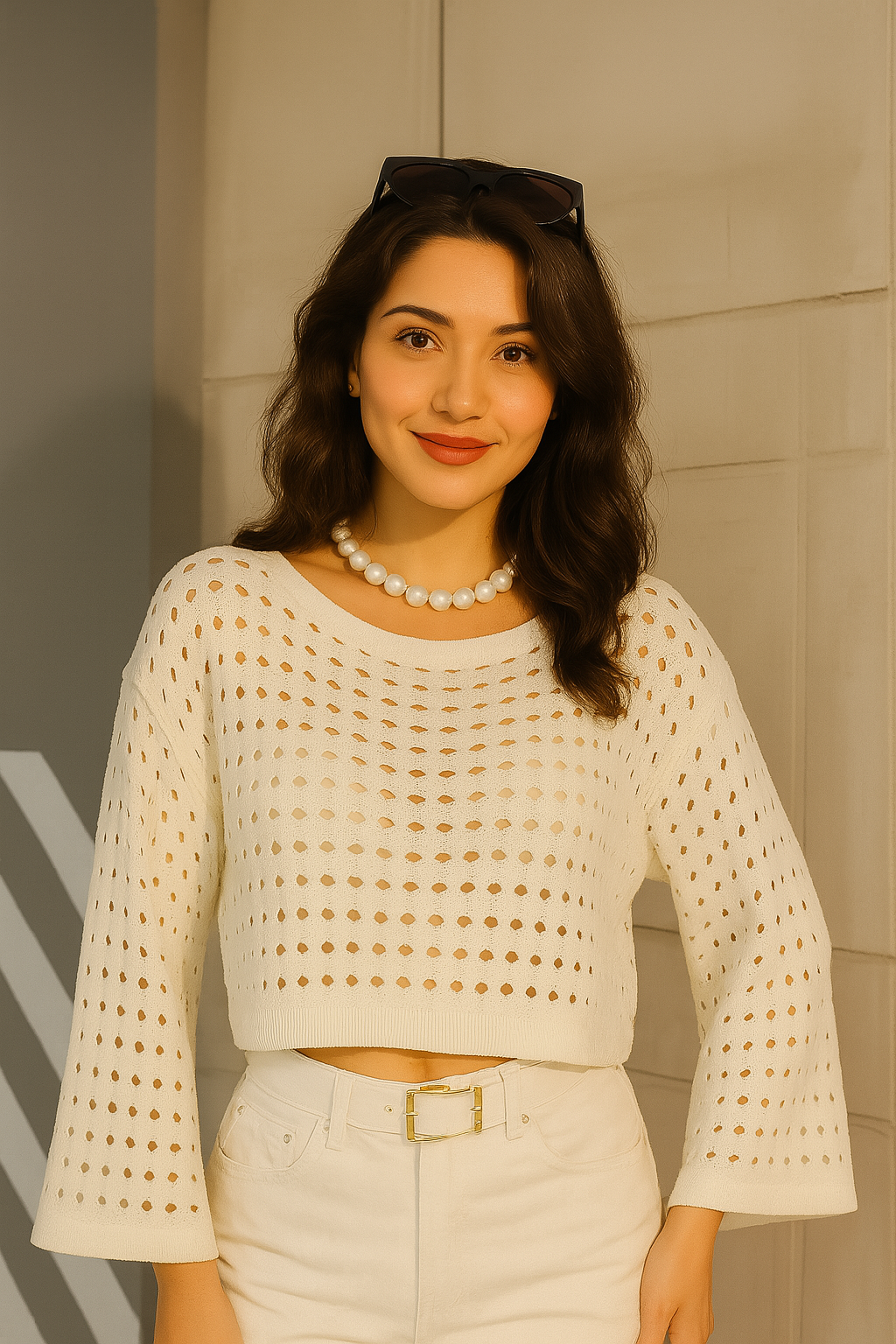 Mevsimlik Ajurlu Crop Bluz