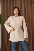 Kuşak Detaylı Dökümlü Modal Basic Tunik