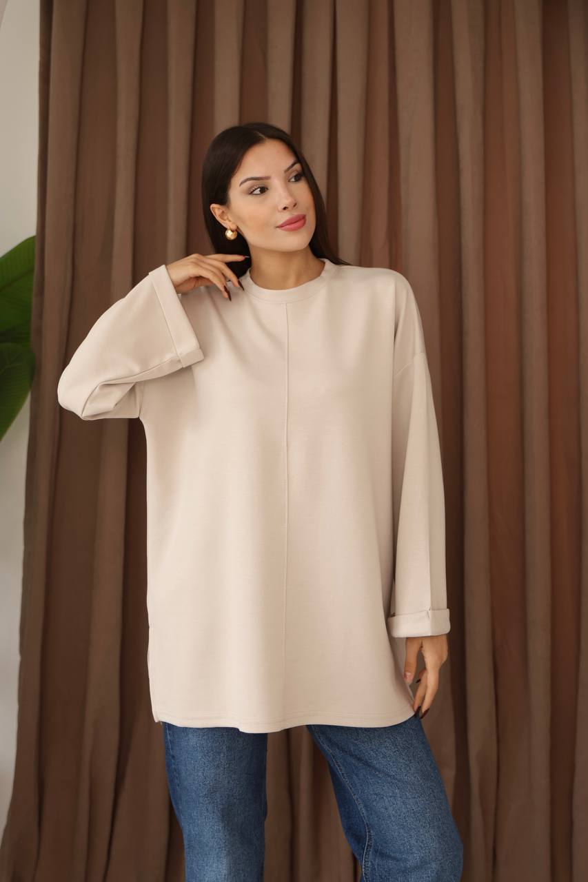 Kuşak Detaylı Dökümlü Modal Basic Tunik