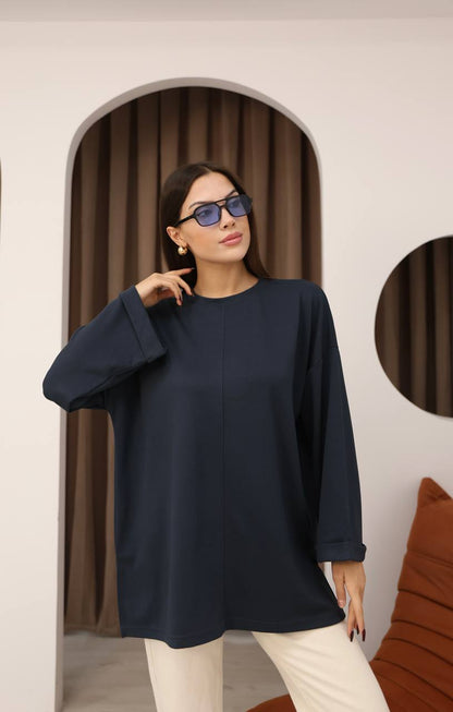 Kuşak Detaylı Dökümlü Modal Basic Tunik