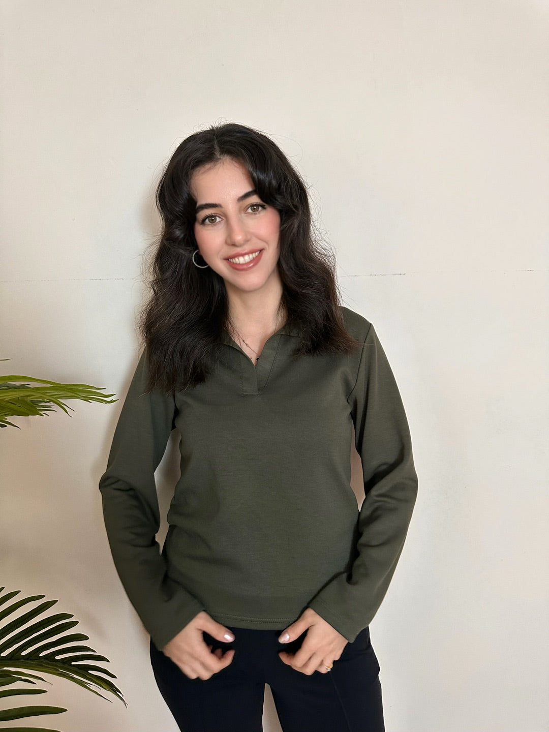 Uzun Kollu Polo Yaka Modal Bluz