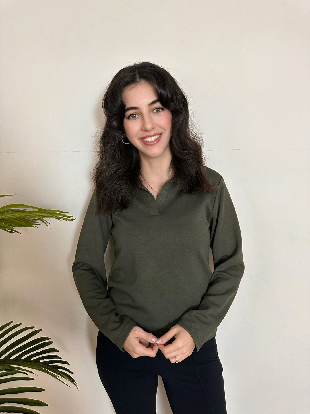 Uzun Kollu Polo Yaka Modal Bluz