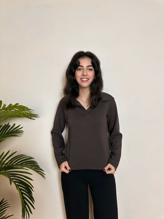 Uzun Kollu Polo Yaka Modal Bluz