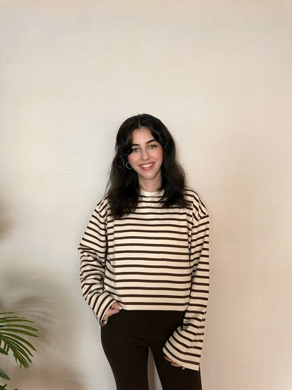 Çizgili Basic Sweatshirt