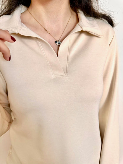 Uzun Kollu Polo Yaka Modal Bluz