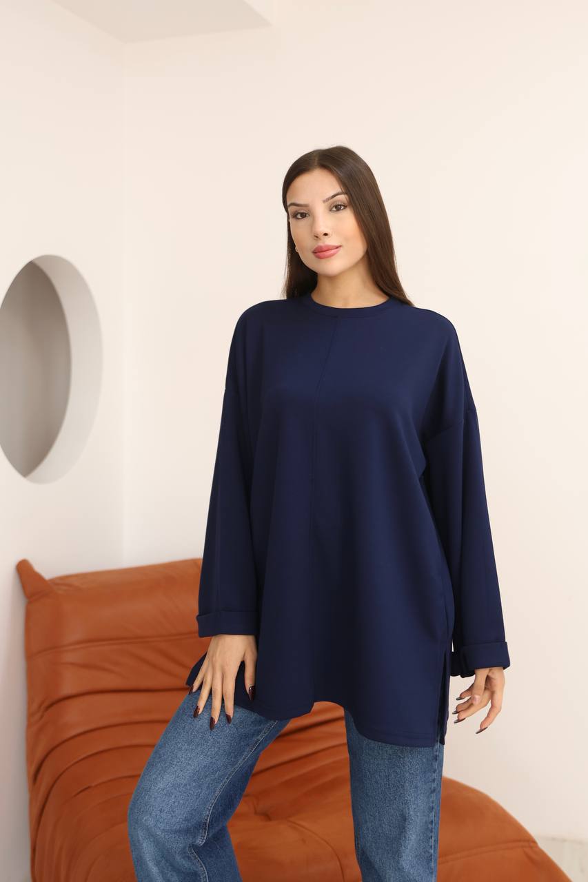 Kuşak Detaylı Dökümlü Modal Basic Tunik