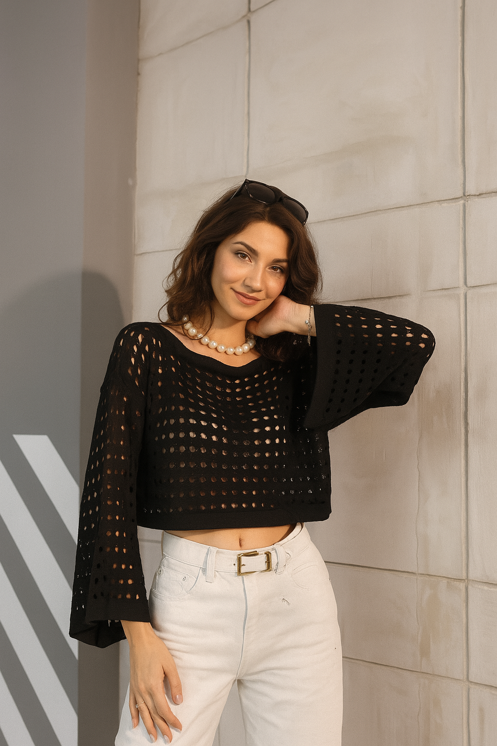 Mevsimlik Ajurlu Crop Bluz