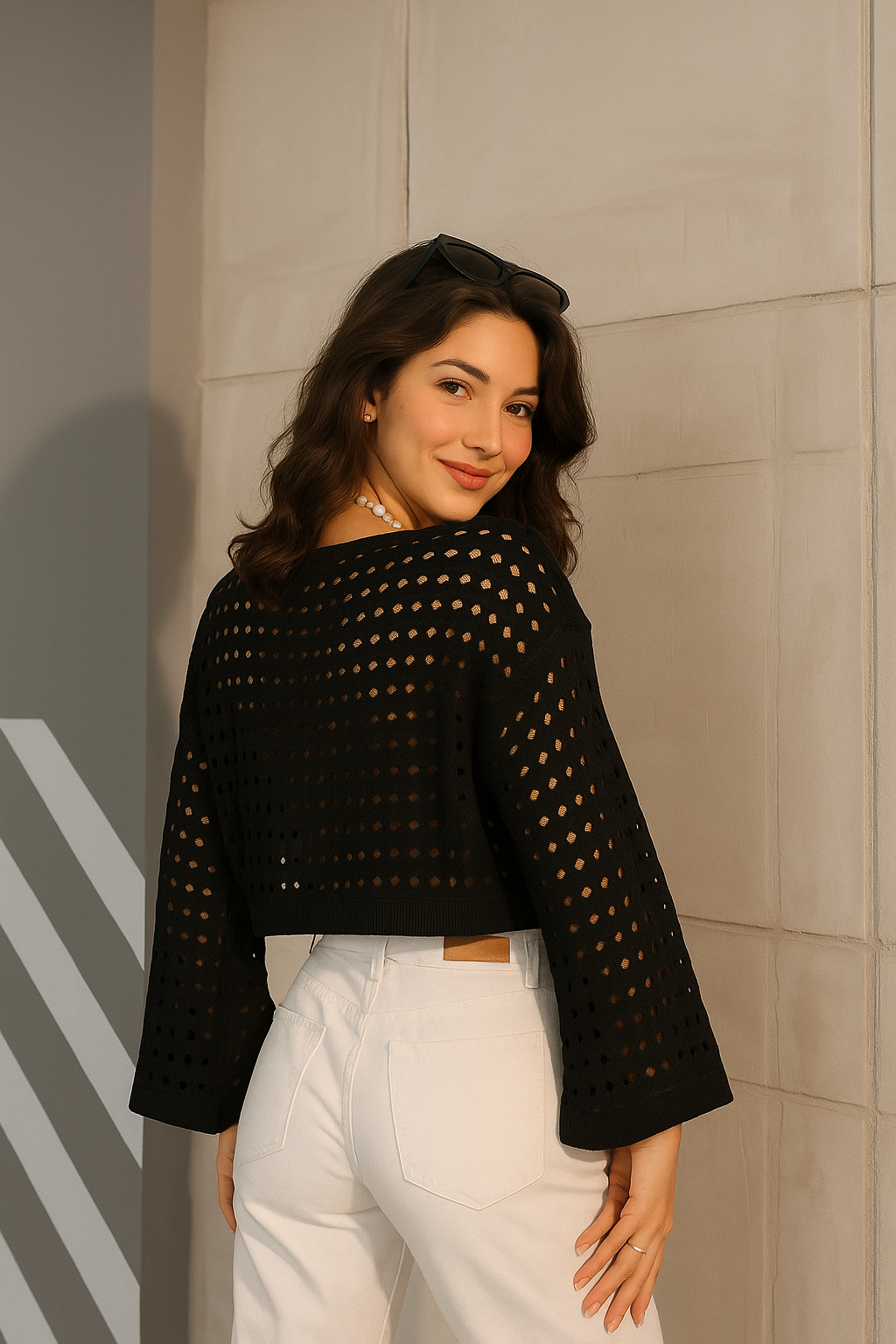 Mevsimlik Ajurlu Crop Bluz