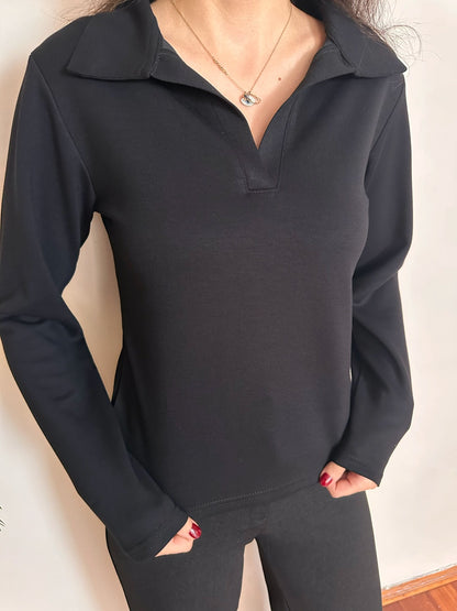 Uzun Kollu Polo Yaka Modal Bluz