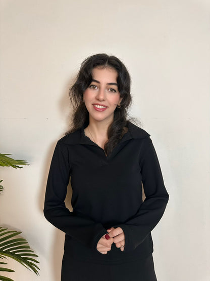 Uzun Kollu Polo Yaka Modal Bluz