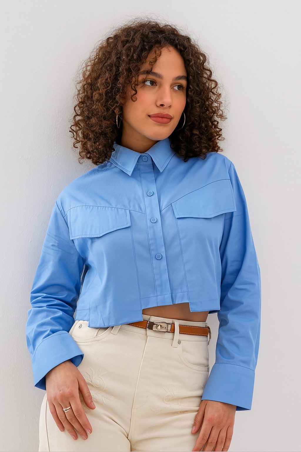 Crop Pamuklu Gömlek