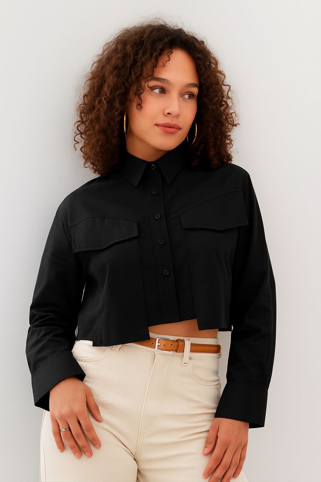 Crop Pamuklu Gömlek