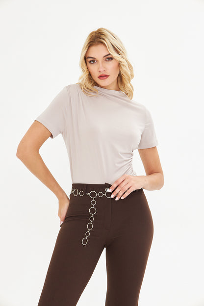 Drape Detaylı Fitted Örme Bluz