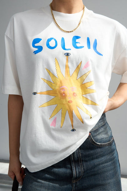 Oversize Soleil Baskılı Pamuk Tişört